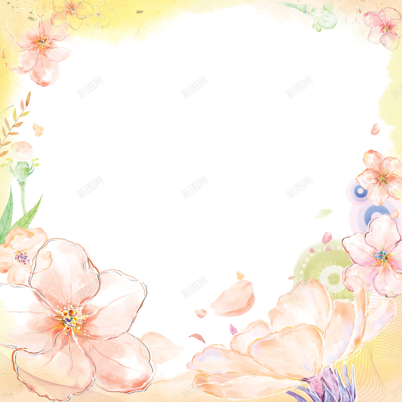 粉色手绘花朵背景psd设计背景_88icon https://88icon.com 卡通 唯美 手绘 水彩 白色 童趣 粉红 粉色 花朵 边框