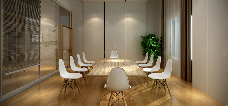 长条桌会议室装修背景