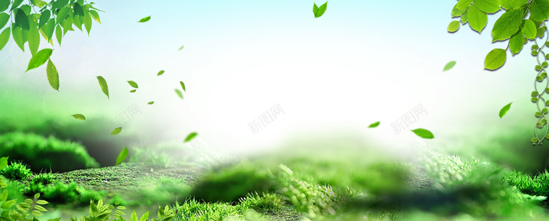 春季清新绿色淘宝海报背景背景