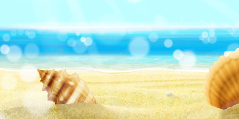 矢量卡通手绘海滩细沙背景背景