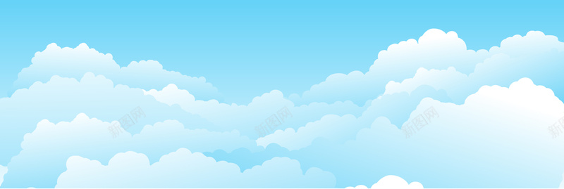 淘宝蓝色扁平化天空背景矢量图背景