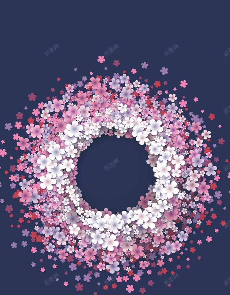 扁平化碎花边框背景模版矢量图ai设计背景_88icon https://88icon.com 圆环 小清新 扁平化 梦幻 浪漫 海报矢量背景模版 碎花 矢量图