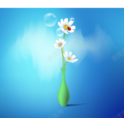 花瓶鲜花矢量背景图背景