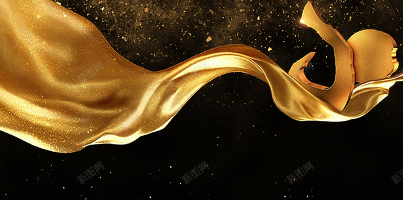 高端金色微信海报背景psd设计背景_88icon https://88icon.com 丝带 入驻 加盟 微信图 招商 海报 炫酷 直营店 金色 飘带 高端