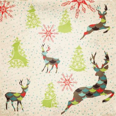 圣诞节雪花圣诞树小鹿底纹背景背景