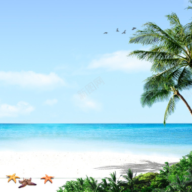 夏威夷风情海边美景背景图摄影图片