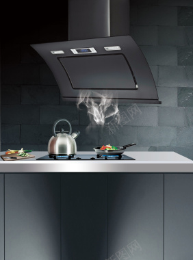 简约大气家居厨房抽油烟机宣传海报背景背景