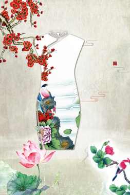 旗袍文化海报背景背景