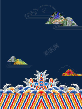 中国传统花纹艺术展海报矢量图背景