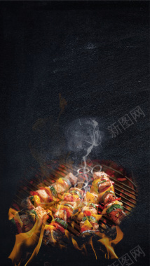 自助餐烤肉宣传海报H5背景psd分层背景