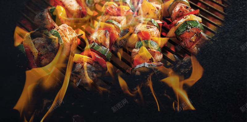 自助餐烤肉宣传海报H5背景psd分层psd设计背景_88icon https://88icon.com H5 宣传海报 炭火 烟 烤串 烤架 烤肉 烧烤 美味 美食 自助餐 质感 饭店开业促销 黑色
