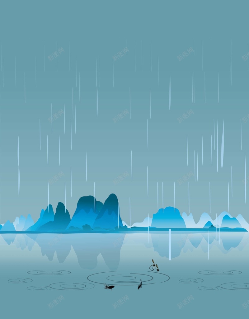 清新简约雨天海报背景psd设计背景_88icon https://88icon.com 下雨 卡通背景 家居插画 抽象家居画框 海报背景 清新 简约 远山 雨天 雨点