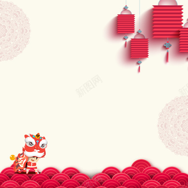 新春黄色中国风复古淘宝年货节主图背景背景