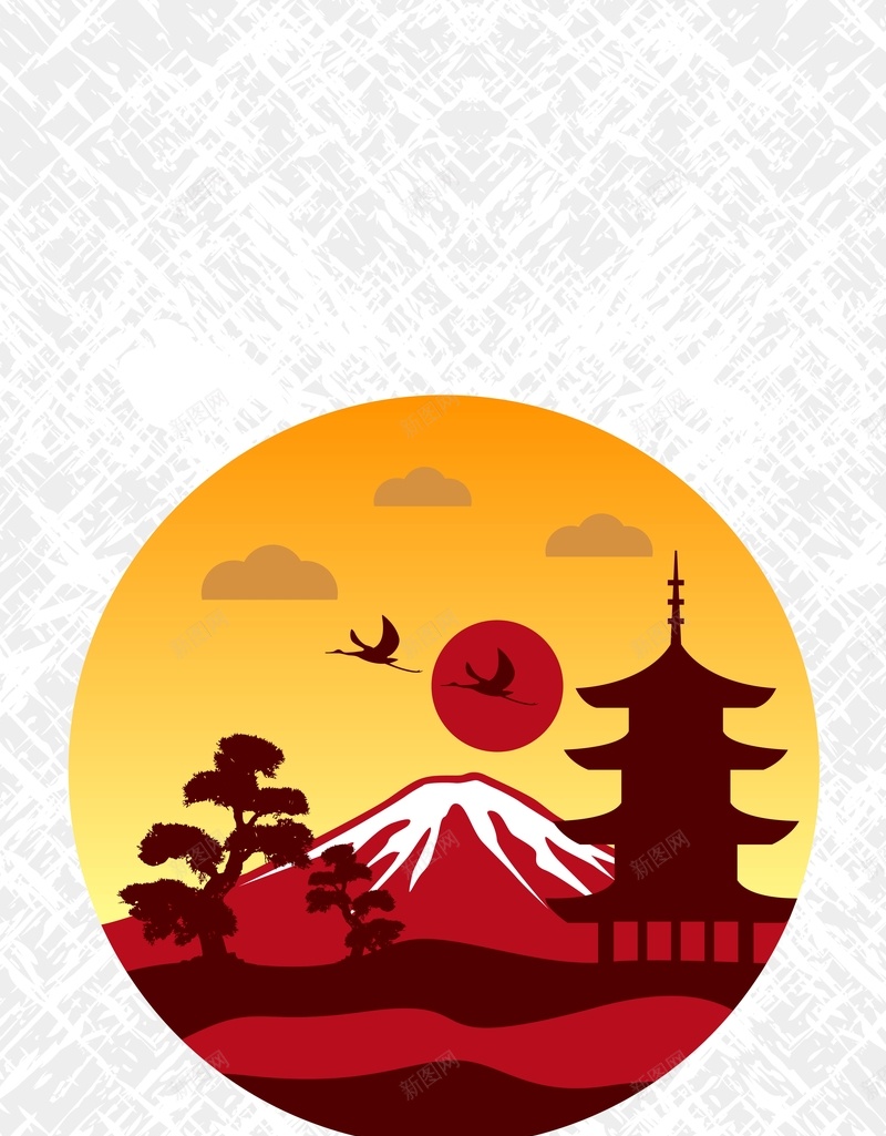 矢量古风日系日本旅游风景背景ai设计背景_88icon https://88icon.com 中国风 古塔 古风 富士山 旅游 日本 日系 矢量 背景 风景 矢量图