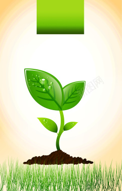 环保绿色树苗发芽植树节海报背景矢量图背景