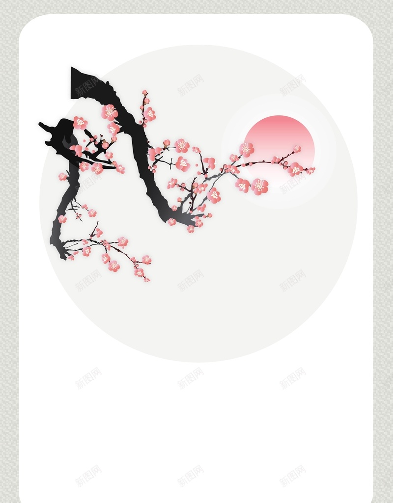 矢量日式古风梅花背景ai设计背景_88icon https://88icon.com 中国风 古典 古风 圆框 日式 梅花 海报 灰色 矢量 纹理 背景 边框 矢量图