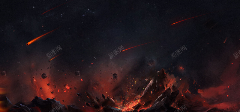 火山科幻红色影视海报背景背景