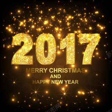 2017新年圣诞金黄背景矢量图背景