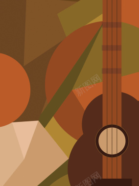 抽象简约古典吉他音乐会晚会海报背景矢量图背景