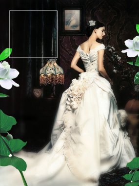简约唯美复古欧式婚纱摄影海报背景背景