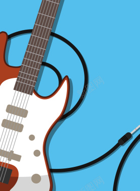 卡通手绘电子吉他音乐会海报背景矢量图背景