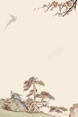 中国风梅兰竹菊装饰画背景