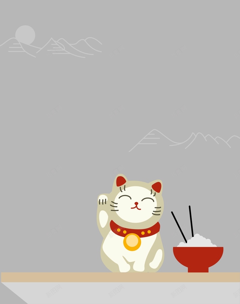 矢量扁平化日式饮食背景ai设计背景_88icon https://88icon.com 扁平化 手绘 招财猫 日式 日本 海报 灰色 矢量 米饭 背景 餐饮 饮食 矢量图