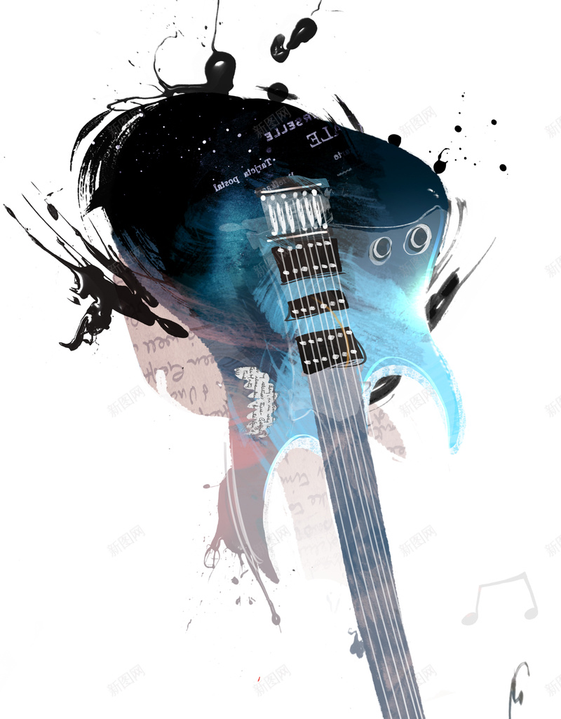 艺术吉他背景海报jpg设计背景_88icon https://88icon.com 吉他 商务 科幻 科技 蓝色 音乐