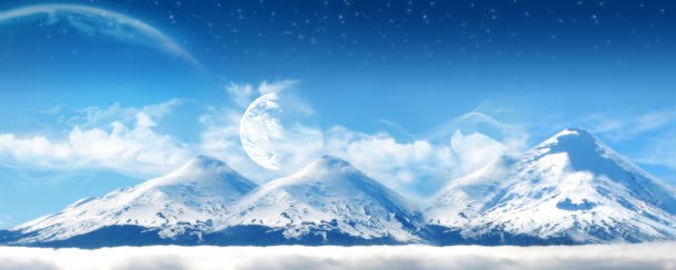 雪山月亮海报背景背景