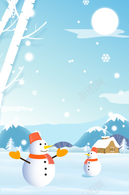 卡通冬季雪天背景图背景