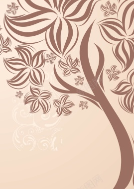 植物树木底纹海报背景矢量图背景