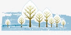 冬天下雪的树枝树木矢量图素材