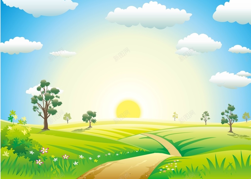 矢量卡通手绘田园风景背景ai设计背景_88icon https://88icon.com 卡通 手绘 田园 田野 矢量 童趣 绿色 背景 草地 蓝天 风景 矢量图