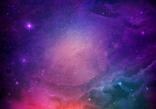 水彩梦幻渐变紫色星空宇宙海报背景矢量图背景