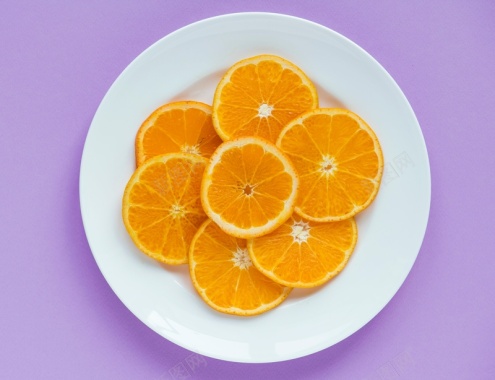 橙子切片盘子食物背景