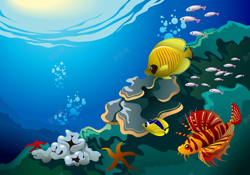 海洋公园矢量图ai设计背景_88icon https://88icon.com 卡通 手绘 海底世界 海洋 海洋公园 生物 童趣 鱼类 矢量图