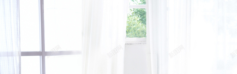 简约白色窗户窗帘夏季上新背景背景