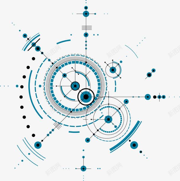 手绘线条科技装饰png免抠素材_88icon https://88icon.com 不规则图形 化学 抽象背景 波点 渐变效果 线条科技 蓝色线条