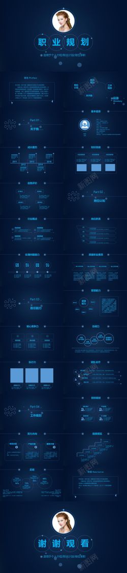高档ppt模板深蓝个人介绍职业计岗位求职PPT模板