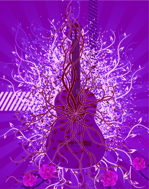 紫色劲爆吉他矢量图背景