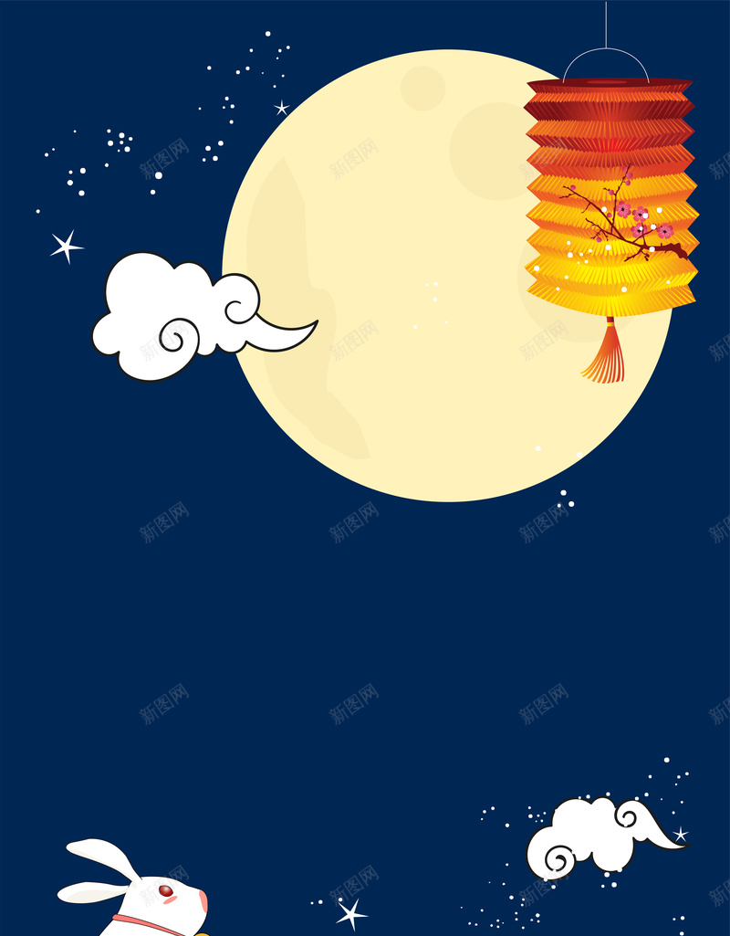 中秋节月兔海报背景矢量图ai设计背景_88icon https://88icon.com 中秋之夜 中秋团圆 中秋节 卡通海报 月兔 满月 节日庆祝 鲜花 矢量图