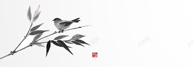中国风水墨小鸟背景矢量图背景