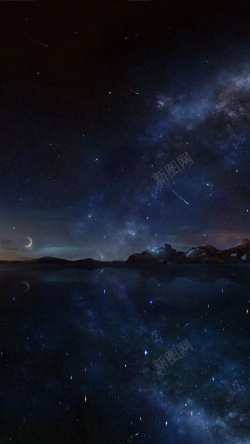 h5素材长白山风景天空夜景星星h5背景高清图片