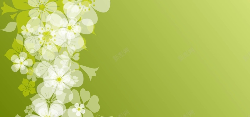 绿色素雅白色小花背景矢量图背景