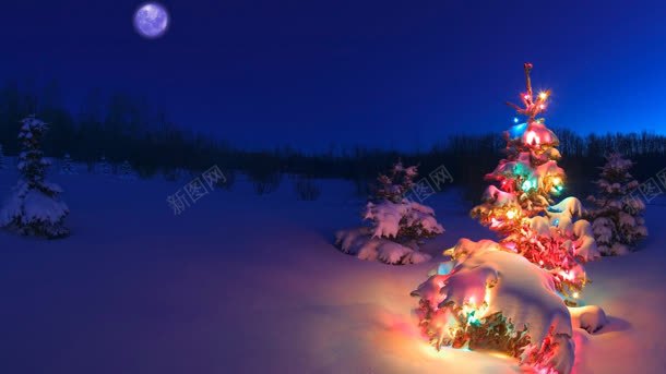 圣诞礼物夜空白雪背景