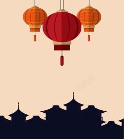 古典城镇中国风建筑矢量背景高清图片