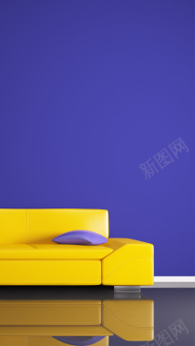 彩色简约沙发H5背景背景