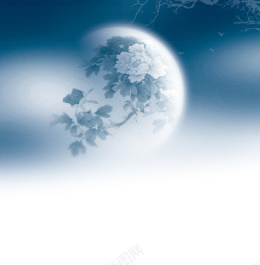 简约蓝色月球中秋主题海报背景背景