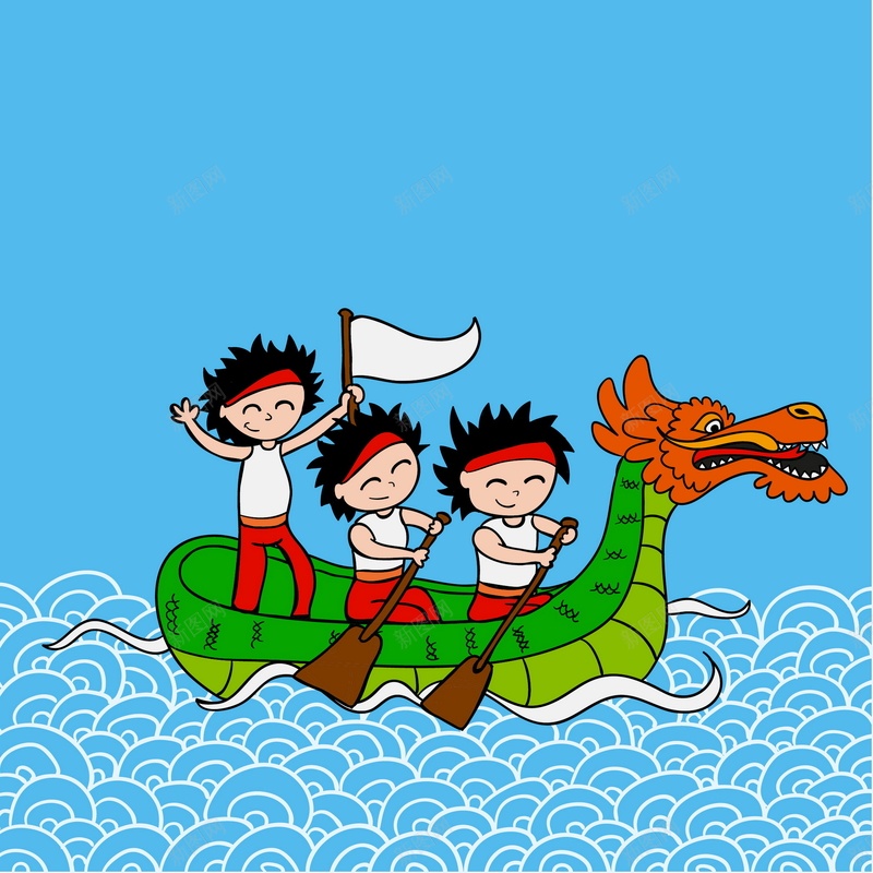划龙船矢量图ai设计背景_88icon https://88icon.com 划龙船 卡通 手绘 童趣 端午节 蓝色 龙舟 矢量图