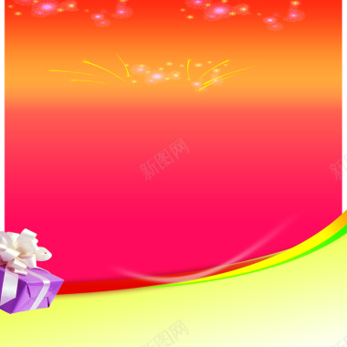 彩色礼物盒红色背景背景